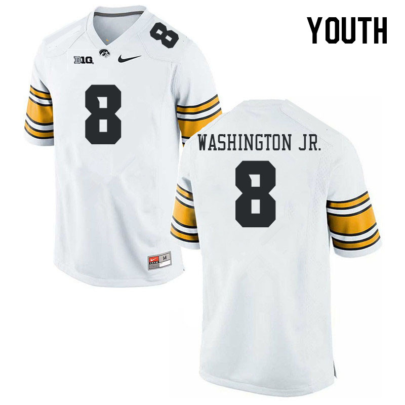 Youth #8 Terrell Washington Jr. Iowa Hawkeyes College Football Jerseys Stitched-White